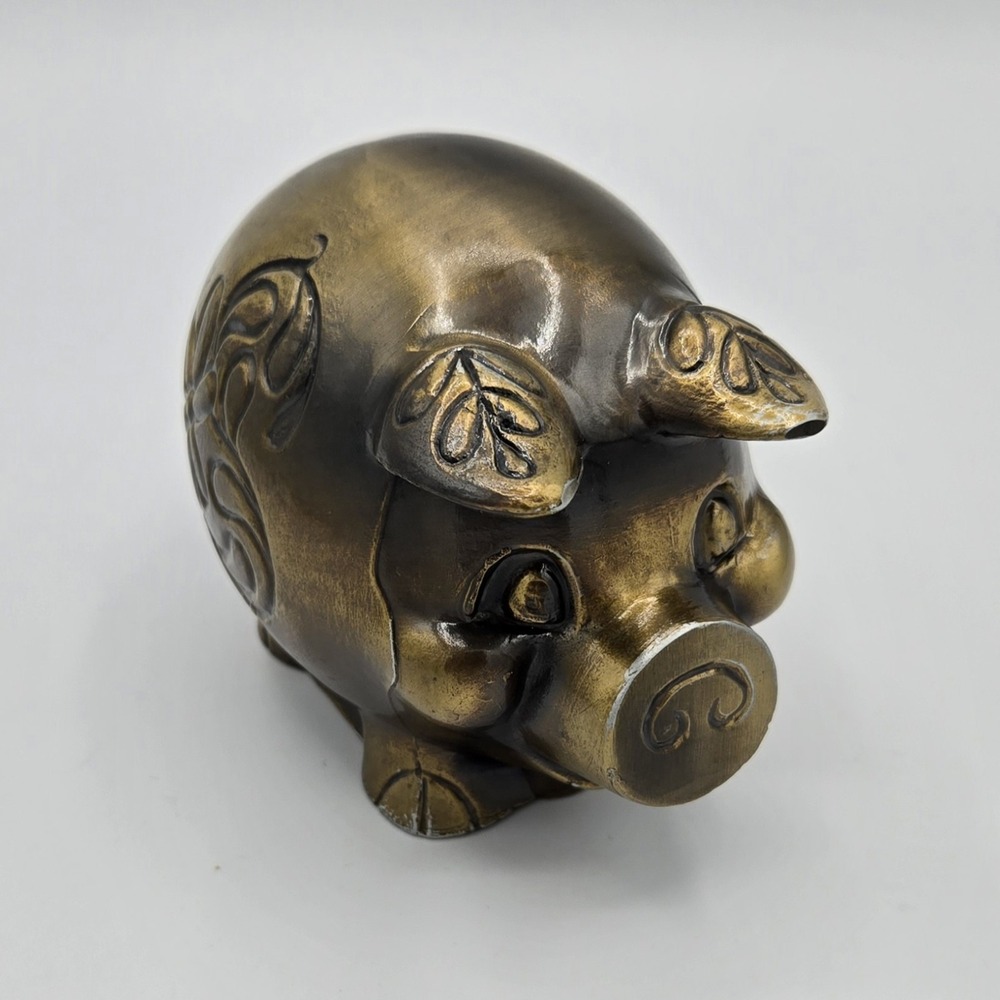 Vtg Salesman Sample Brass Coin Piggie Bank Mercantile National Bank of Chicago